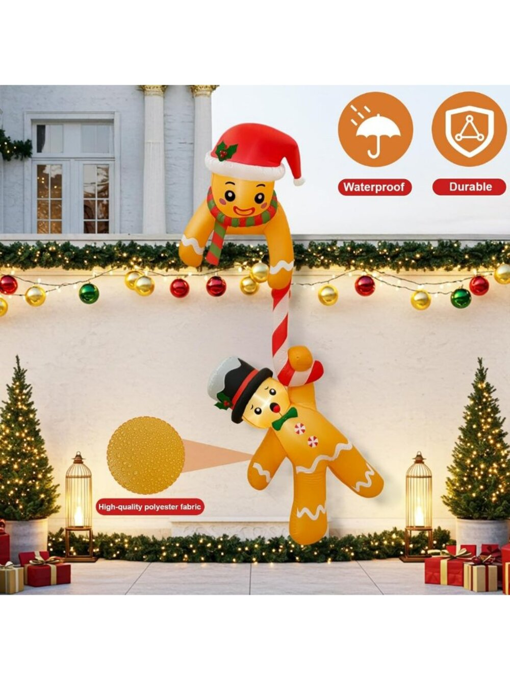 Gingerbread Inflatable Christmas Decor - 7FT Outdoor Holiday Decoration - Picture 7 of 9